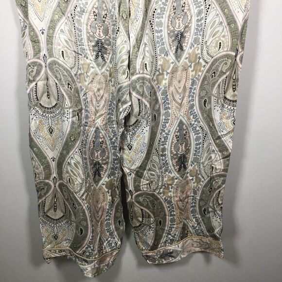 Paisley pattern pink and light green 100% silk pajama bottoms wide leg size XL - Picture 6 of 7